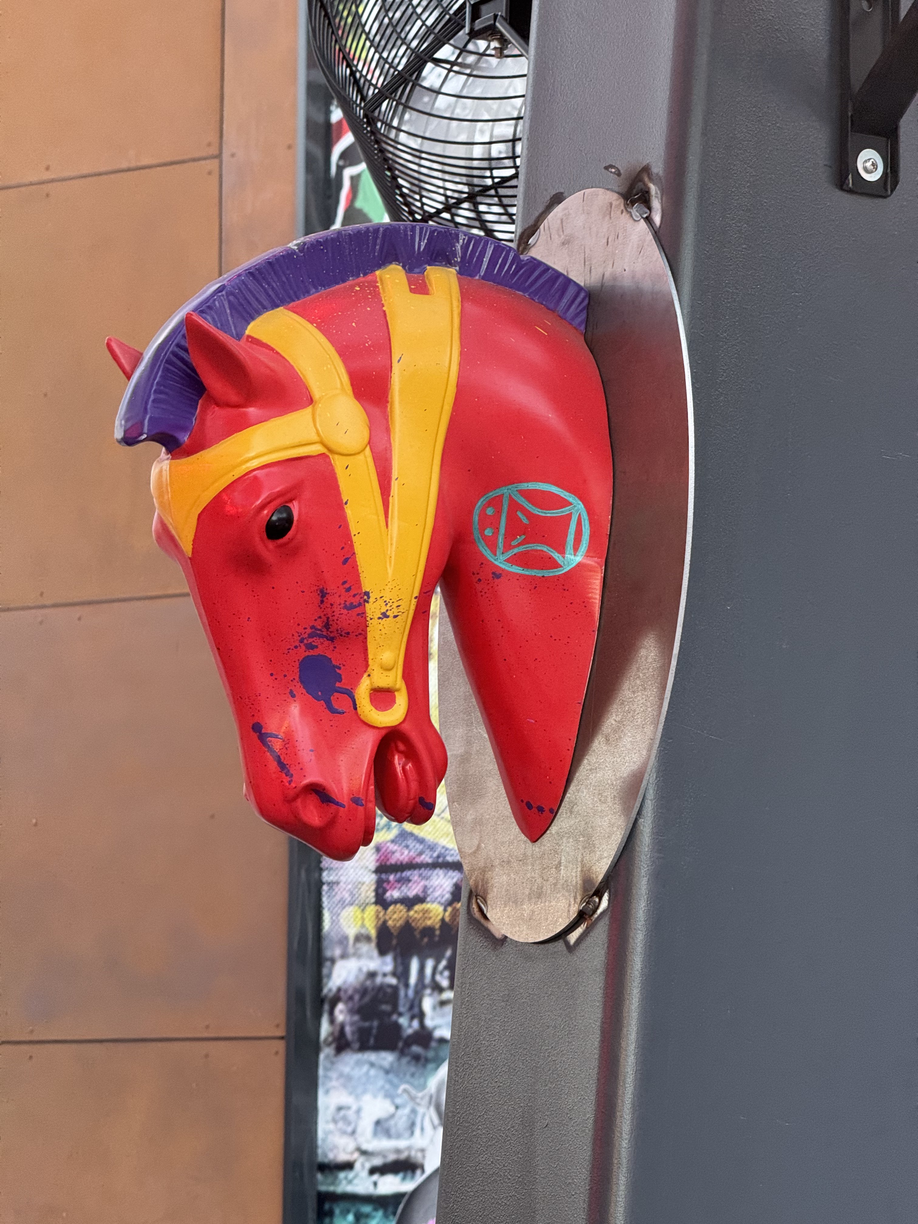 Fabricated carousel horse at Area 15